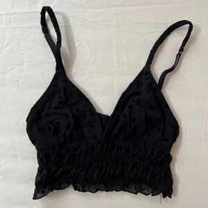 Hollister Triangle Heart Mesh Bralette Bra Crop Top Black